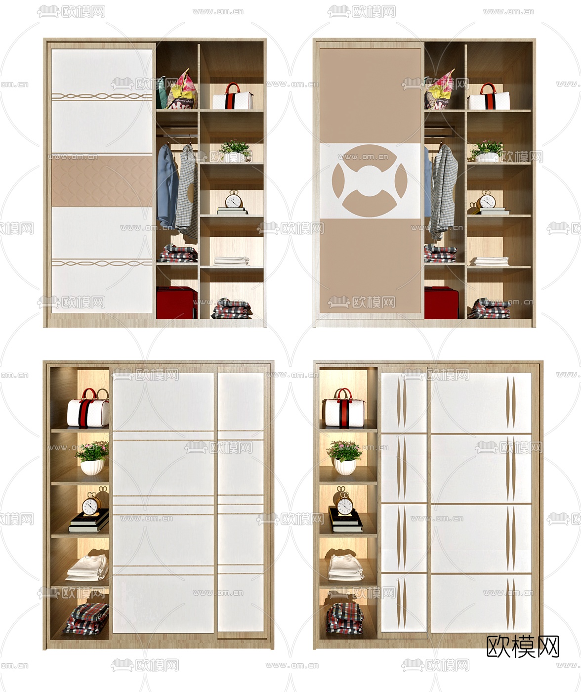 现代滑门衣柜组合3d模型