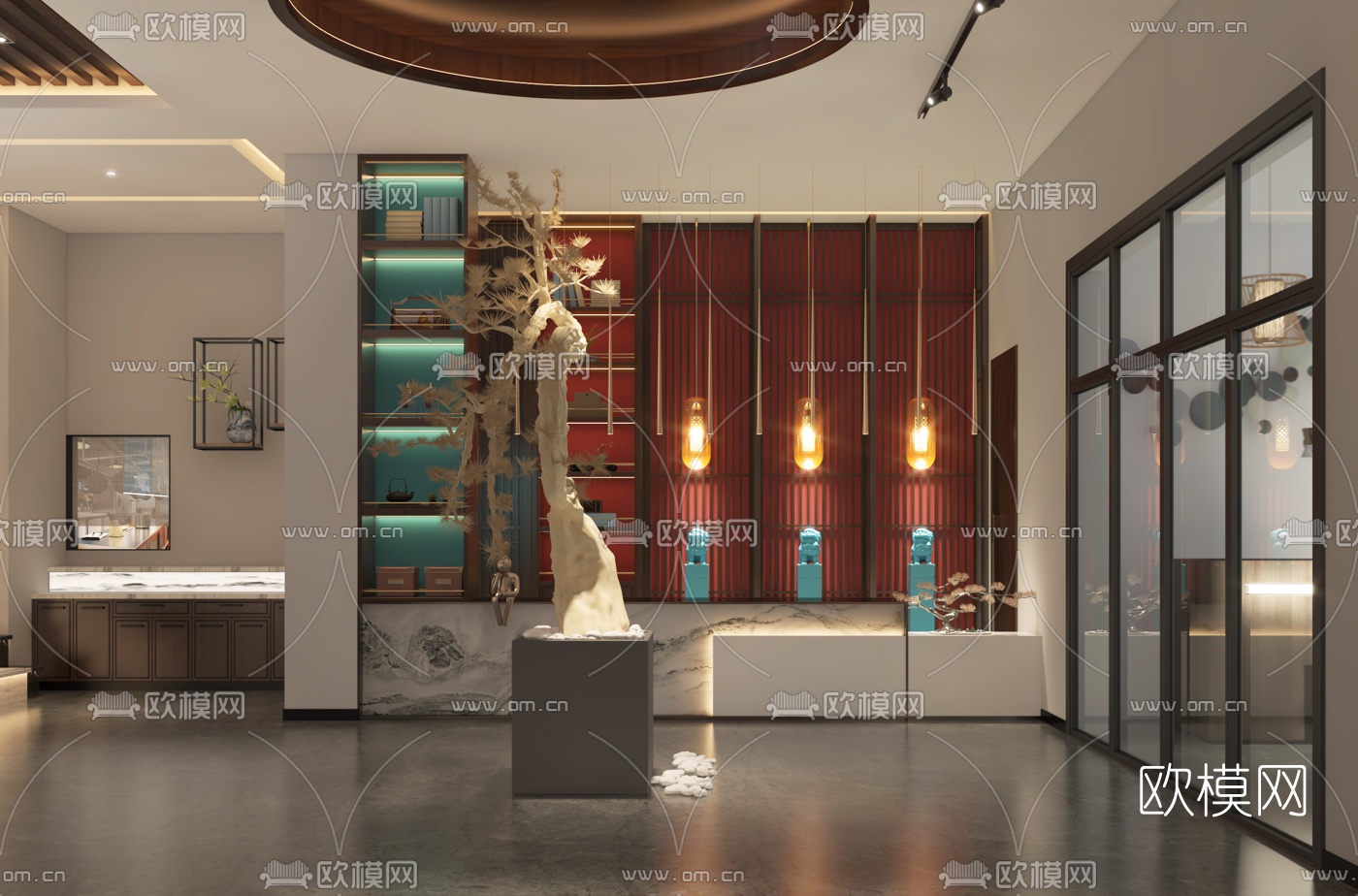 新中式海鲜餐厅3d模型
