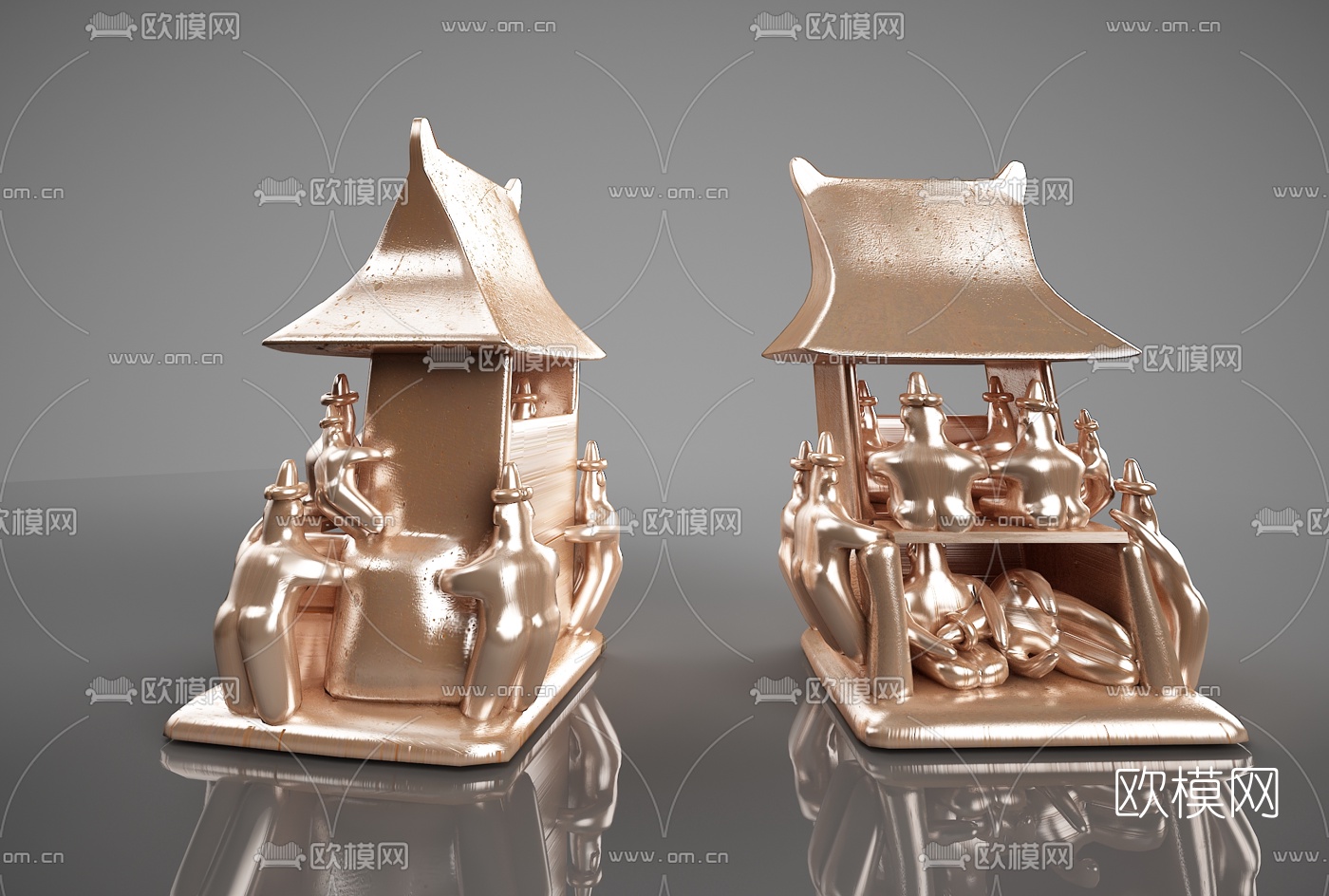 新中式金属摆件3d模型下载