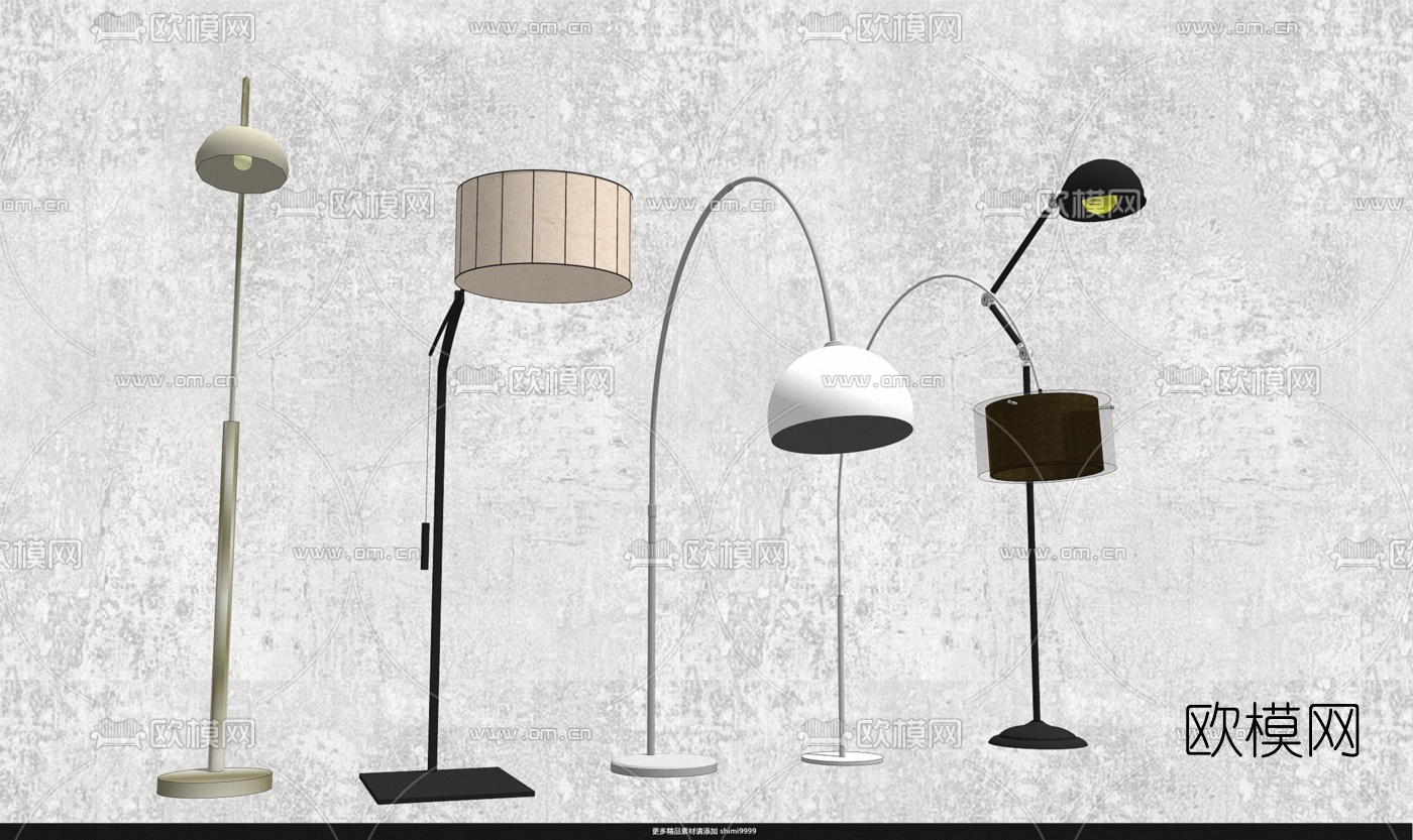 现代落地灯组合su模型下载