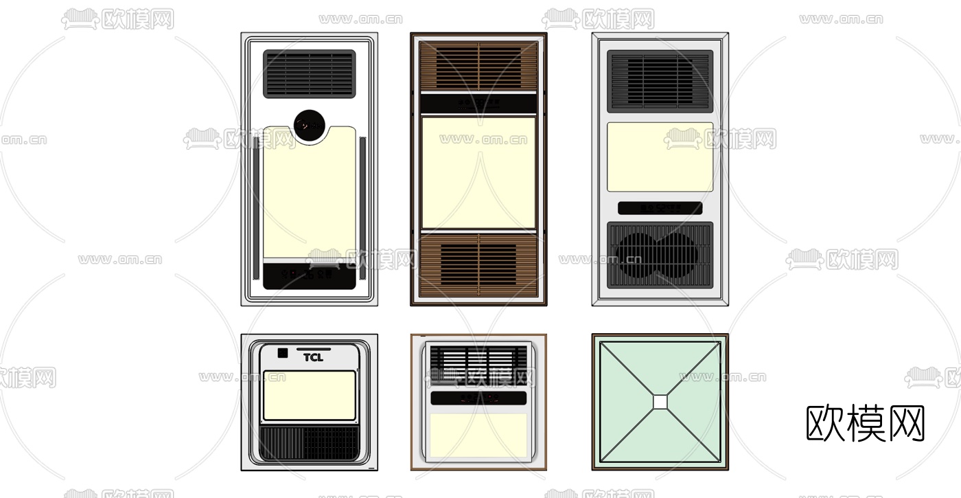 现代浴霸排气扇组合su模型下载