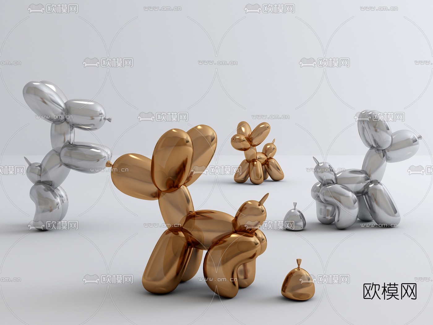 现代气球摆件3d模型下载