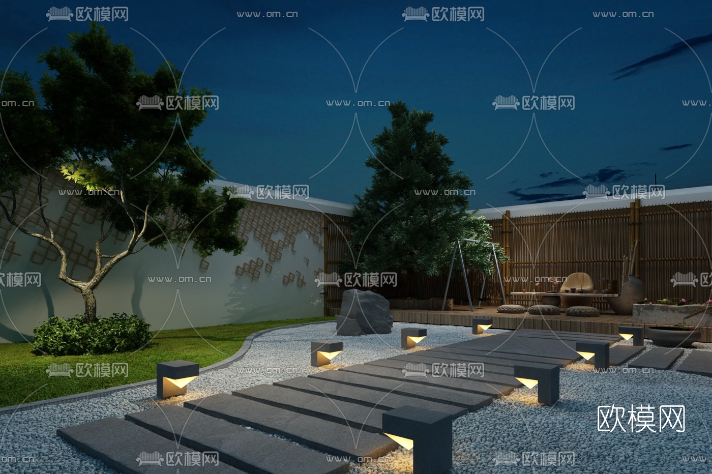 现代庭院景观小品3D模型