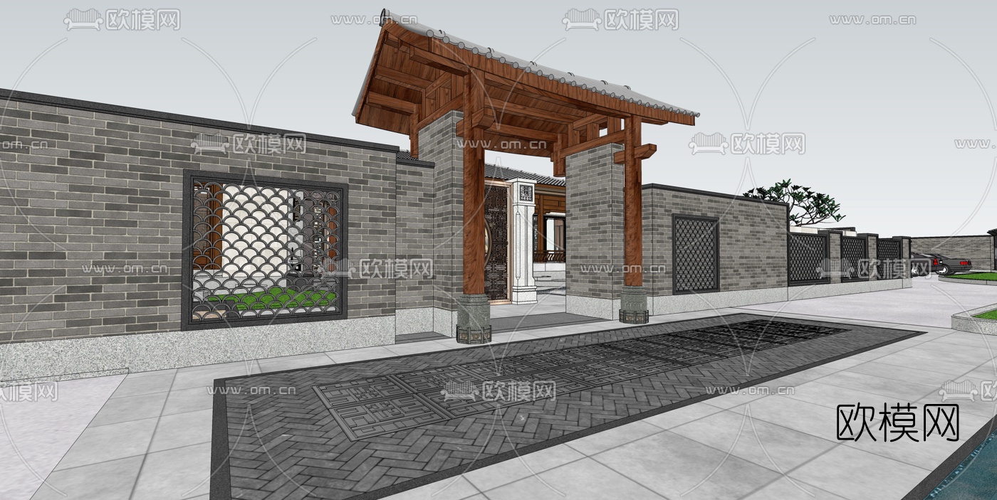中式会所su模型下载（渲染图3）