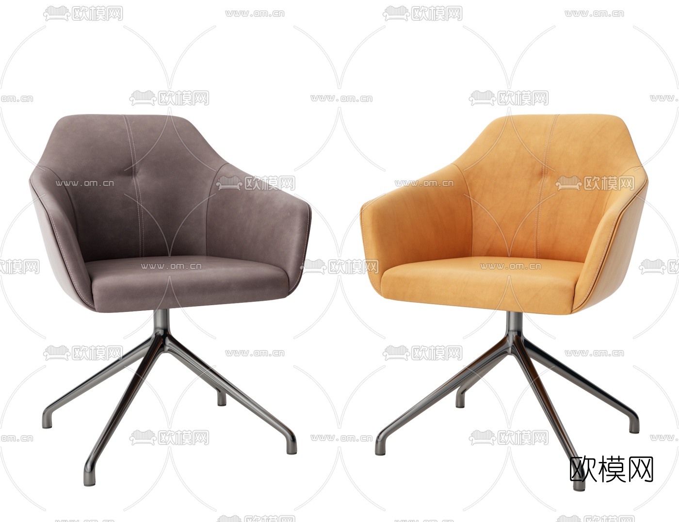 现代皮革办公转椅3d模型下载