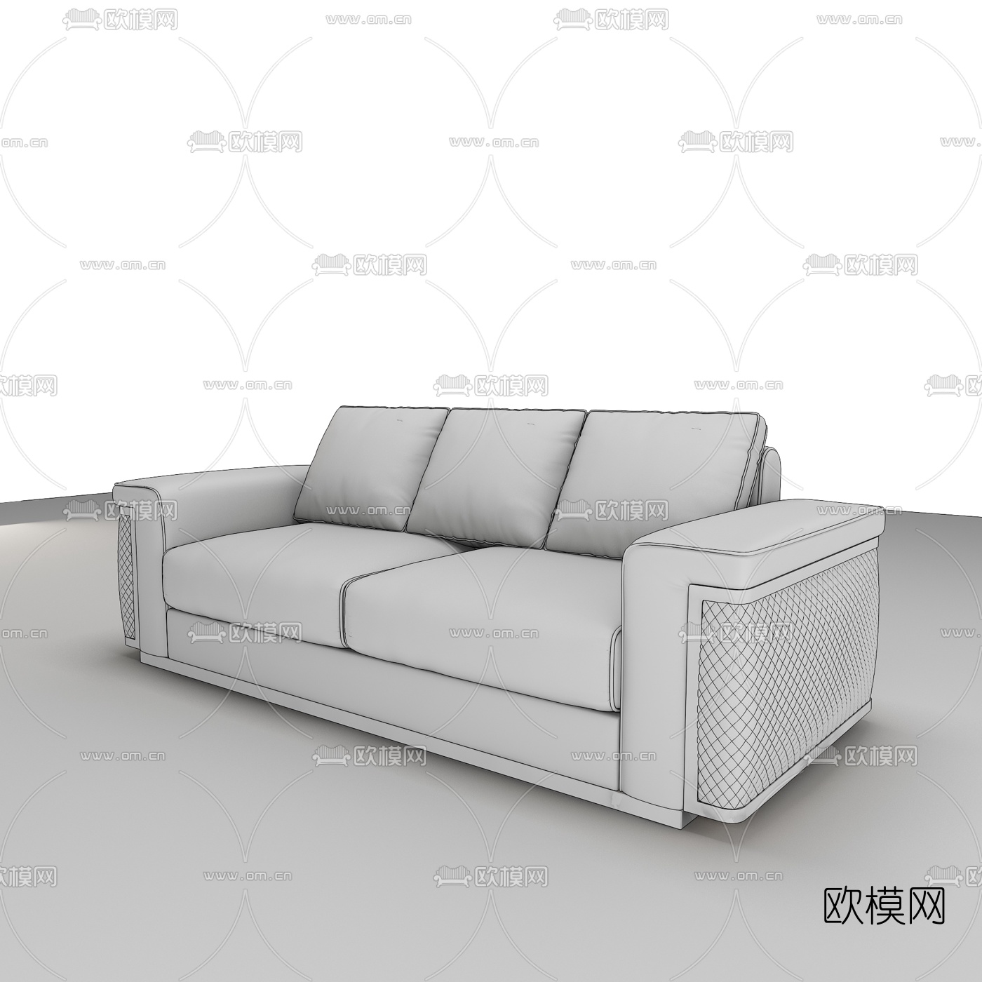 后现代皮革双人沙发3d模型