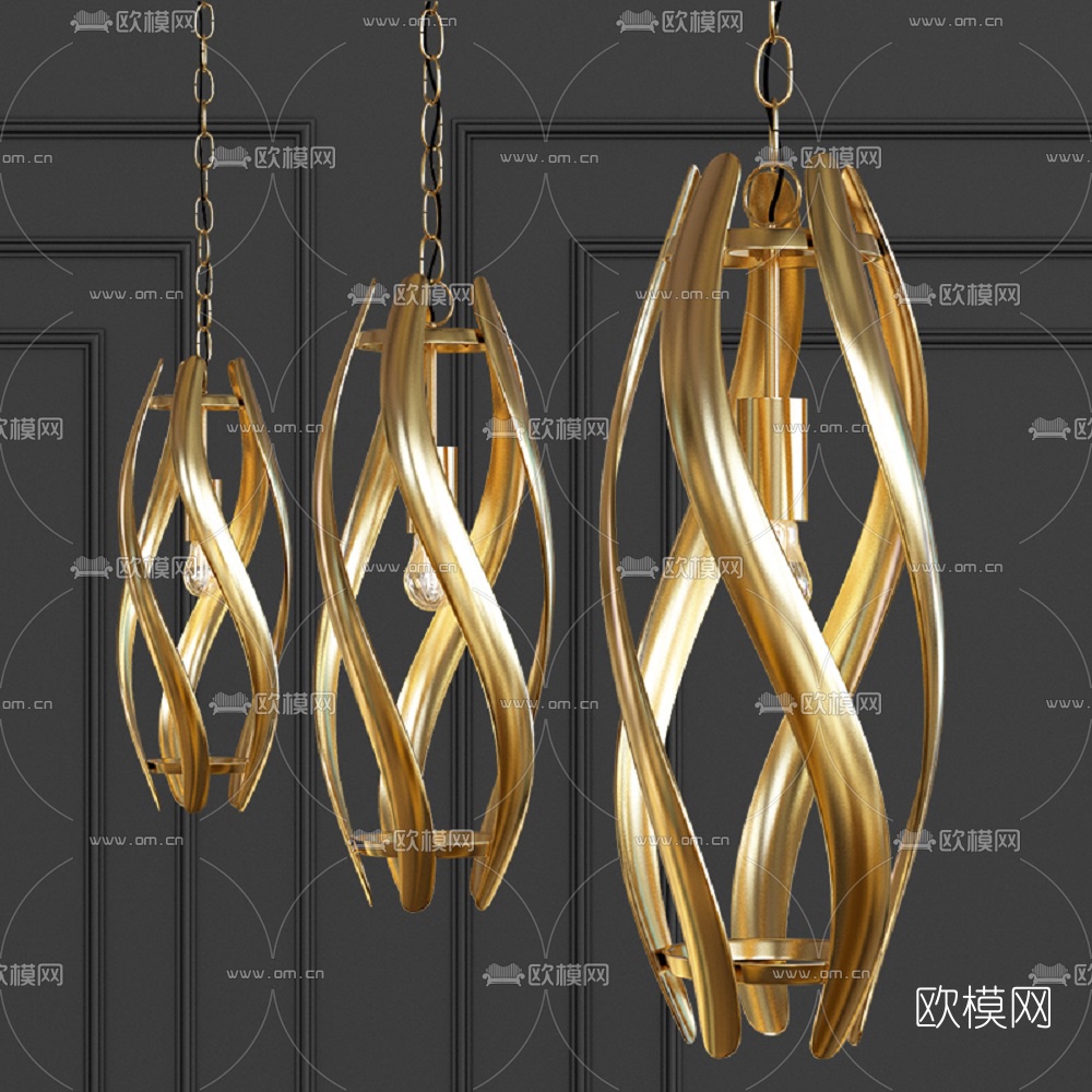 后现代金属艺术吊灯3d模型