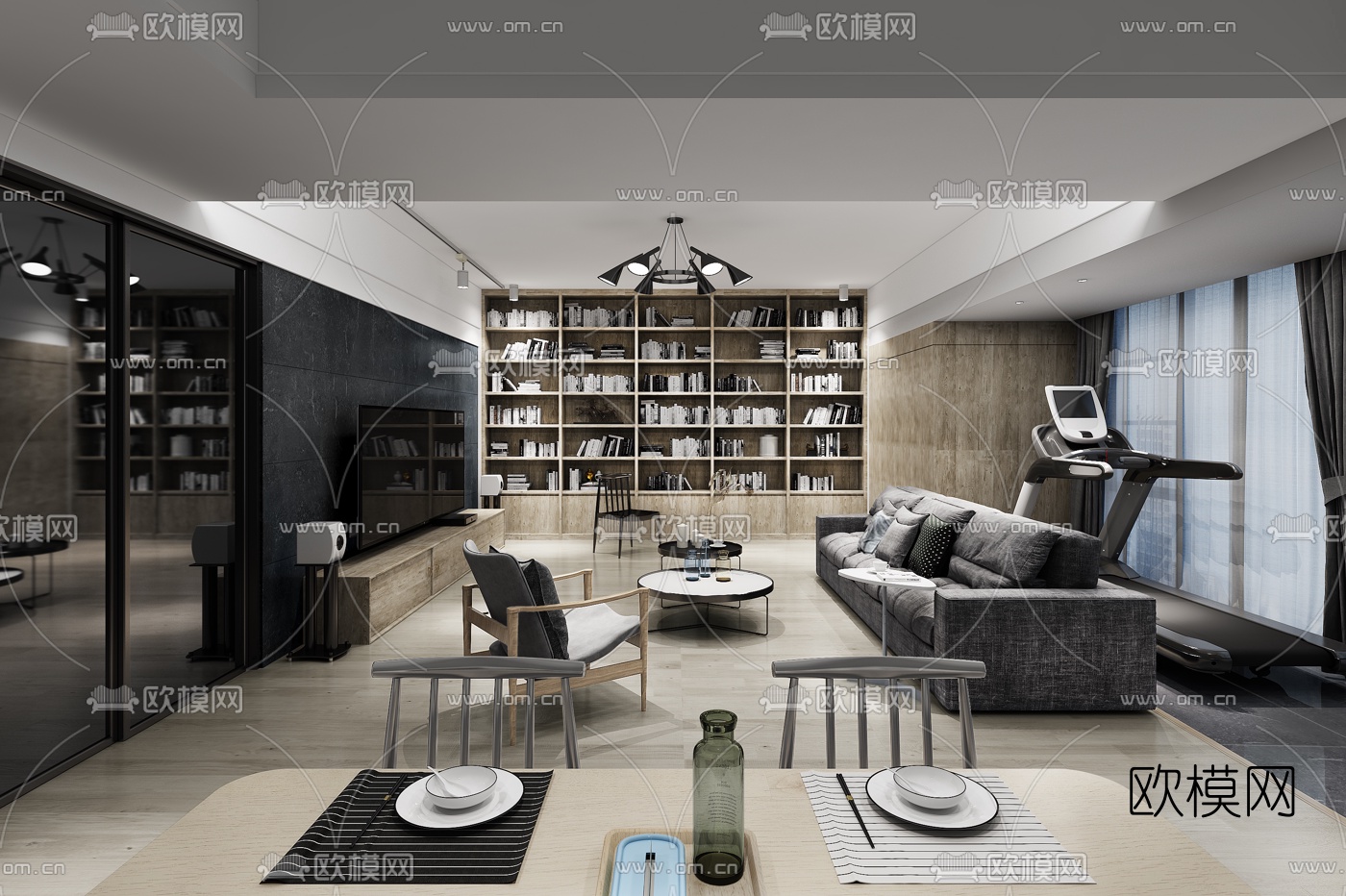 原色设计-现代客厅3d模型