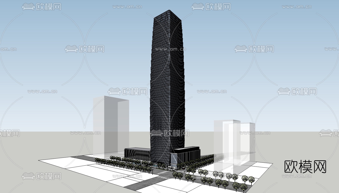 现代办公楼su模型下载