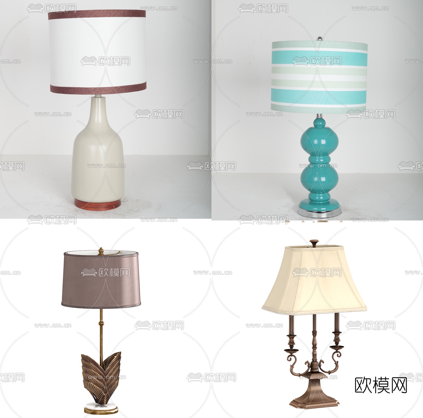 现代台灯组合3D模型下载