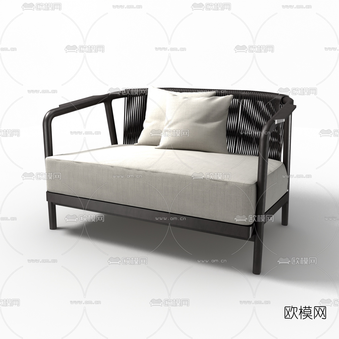 新中式休闲沙发单椅组合3d模型下载（渲染图4）