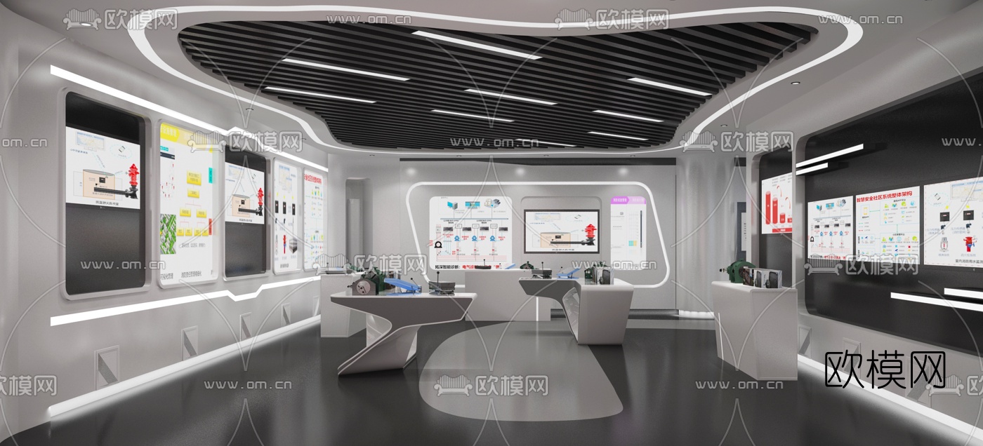 现代企业展厅3d模型-免费3dmax模型库-欧模网