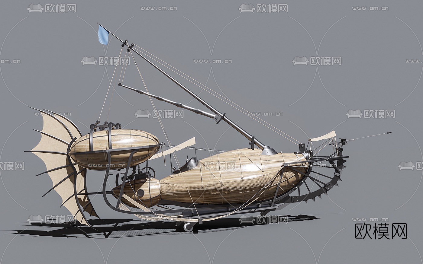 现代木船3d模型下载（渲染图2）