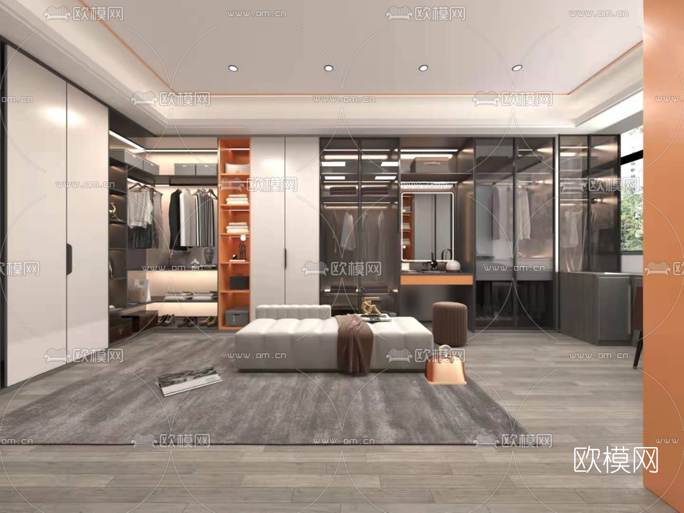 现代轻奢衣帽间免费3d模型下载