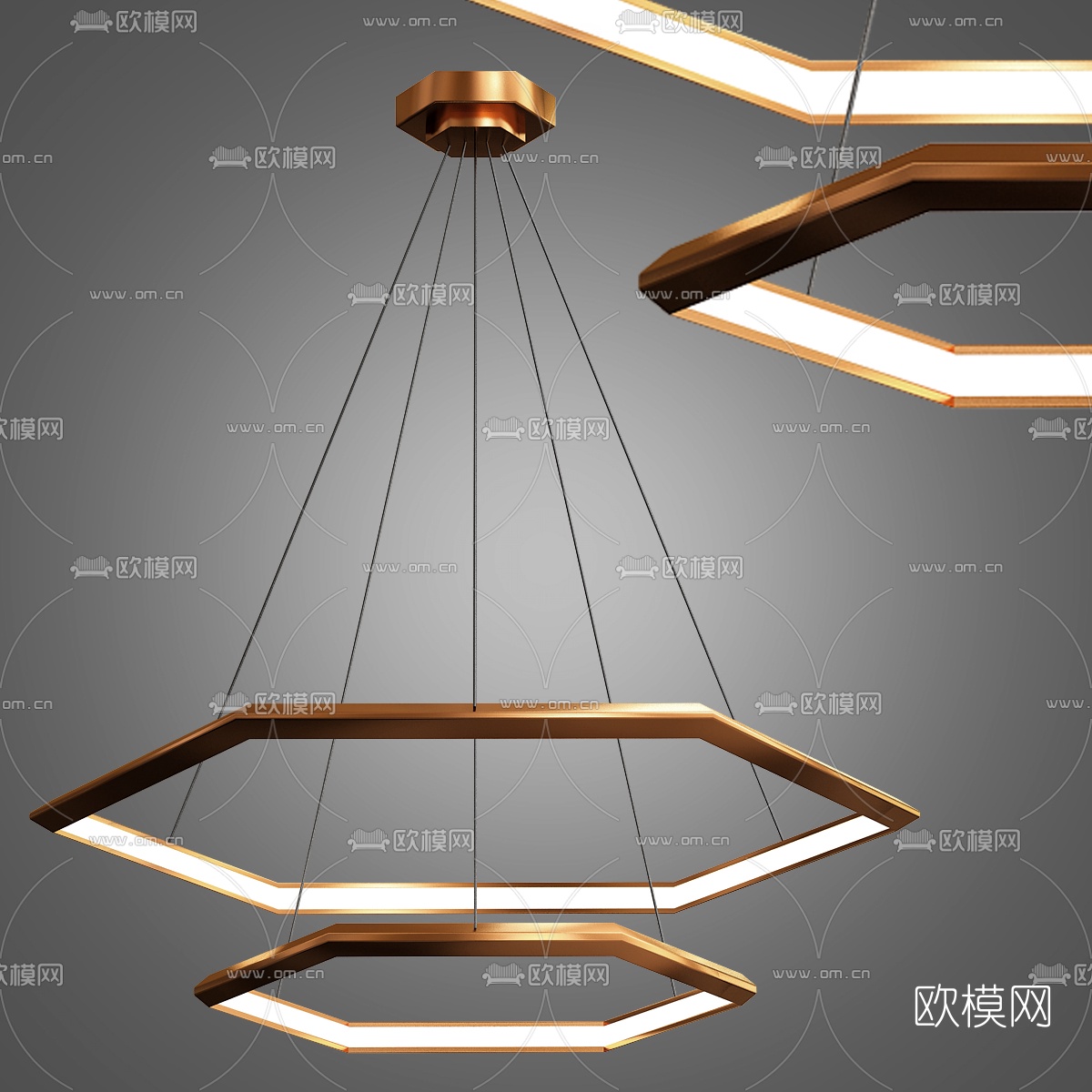 现代金属几何吊灯3D模型下载_ID10387707_3dmax免费模型-欧模网