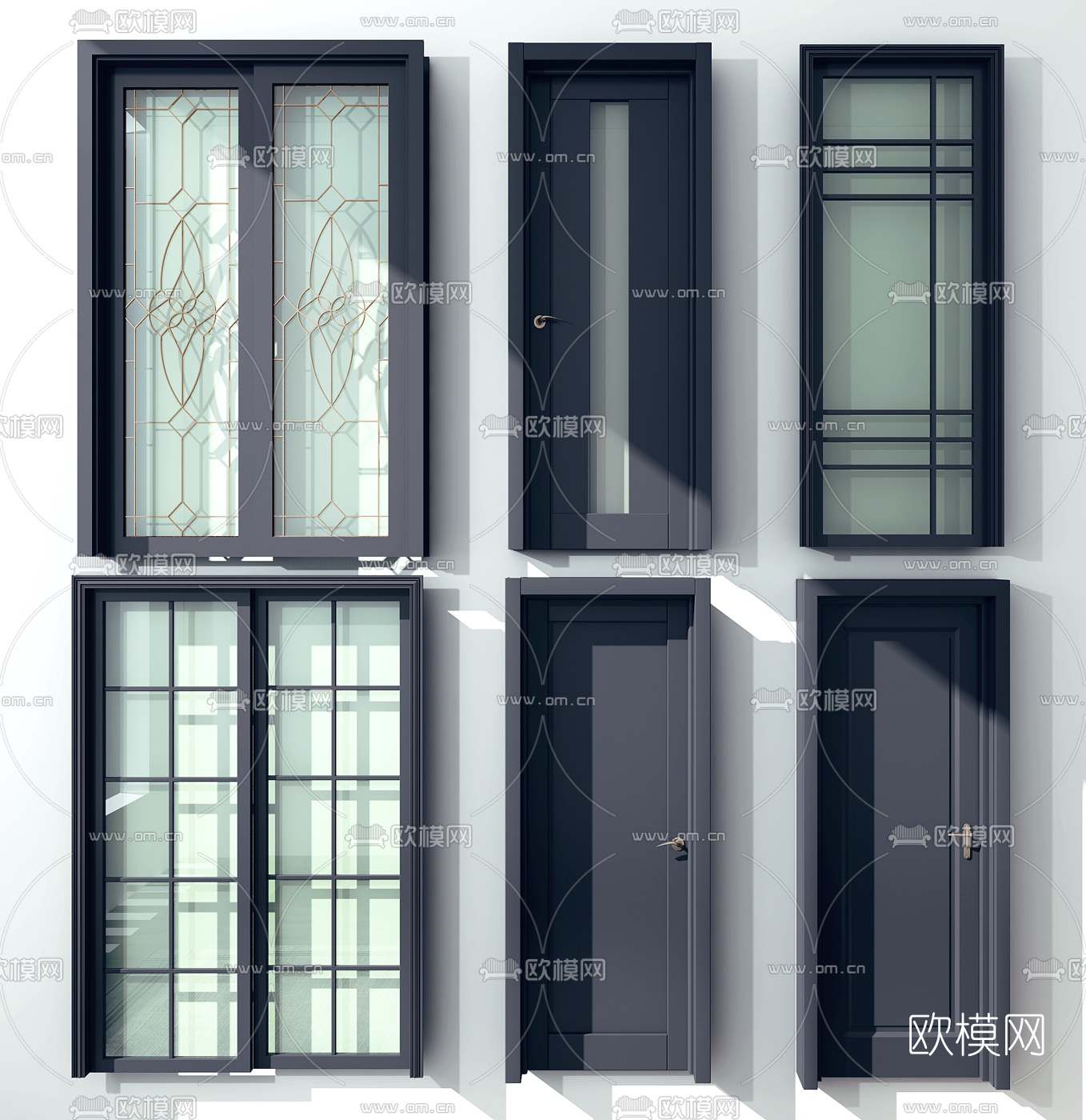 现代单开门推拉门3d模型