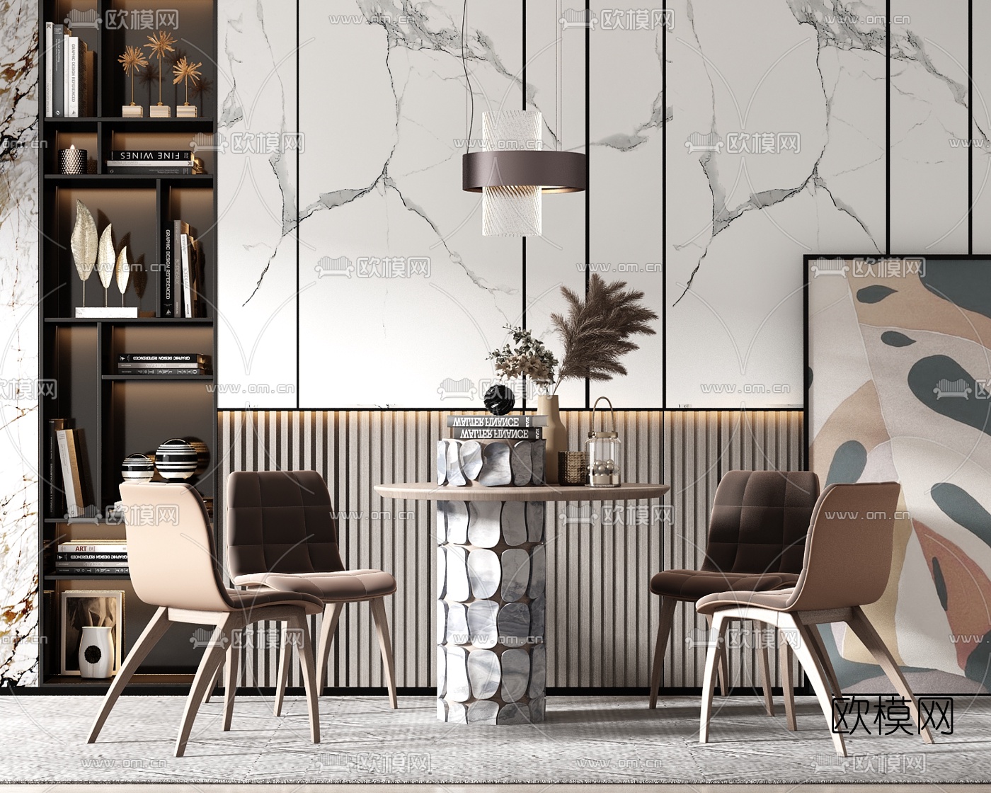 现代实木休闲桌椅3d模型下载