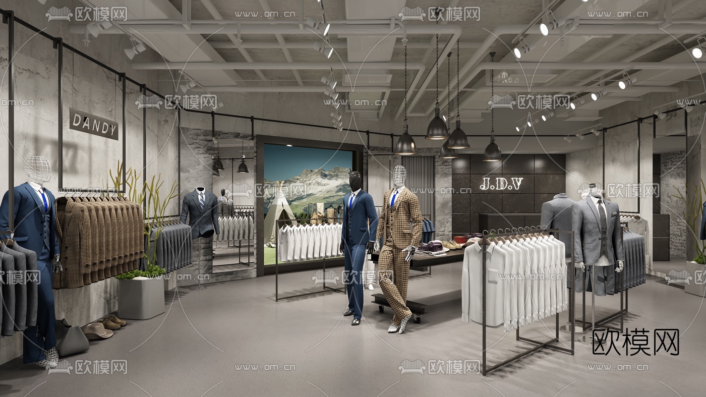 工业风男装店3d模型