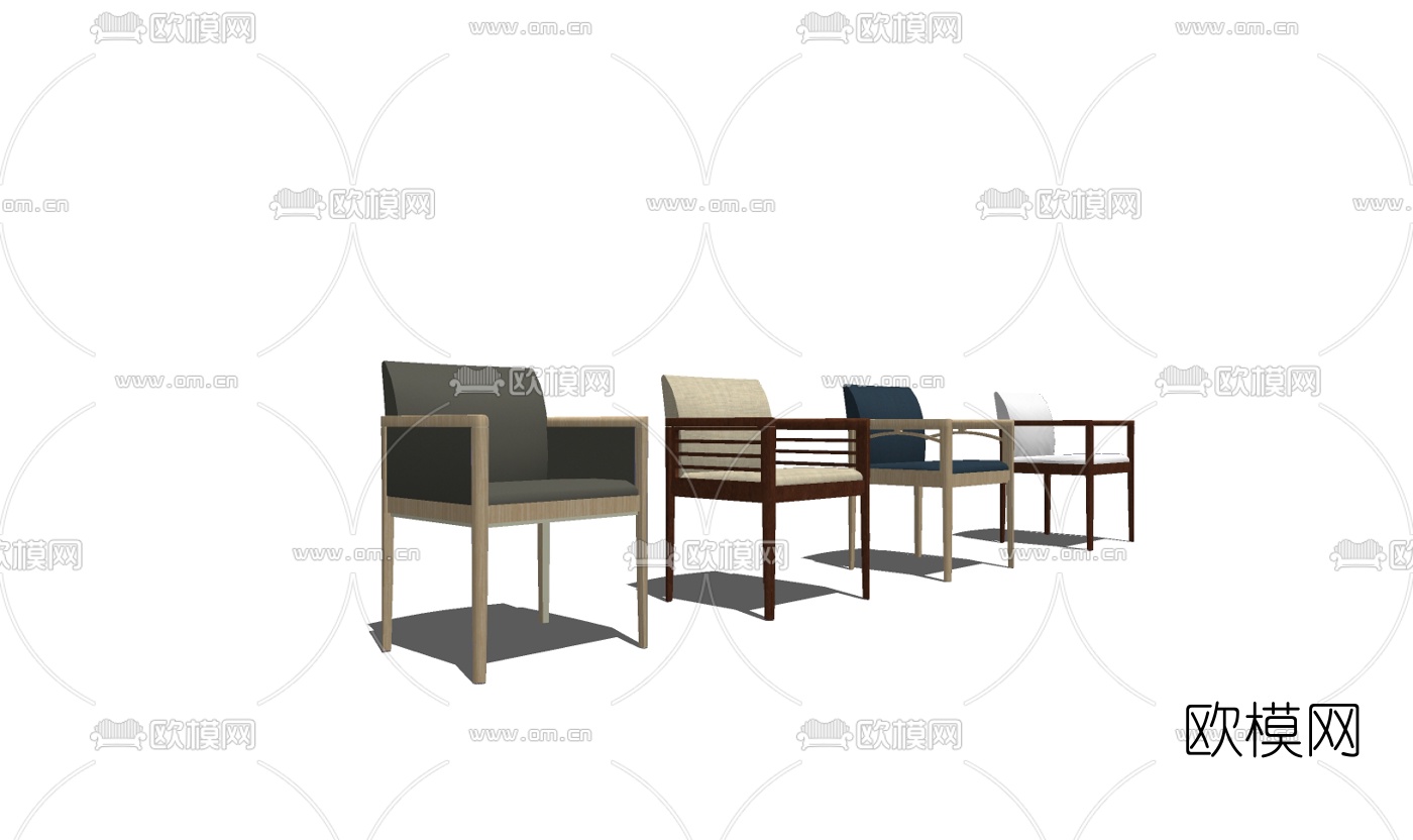 现代单椅组合免费su模型下载（渲染图2）