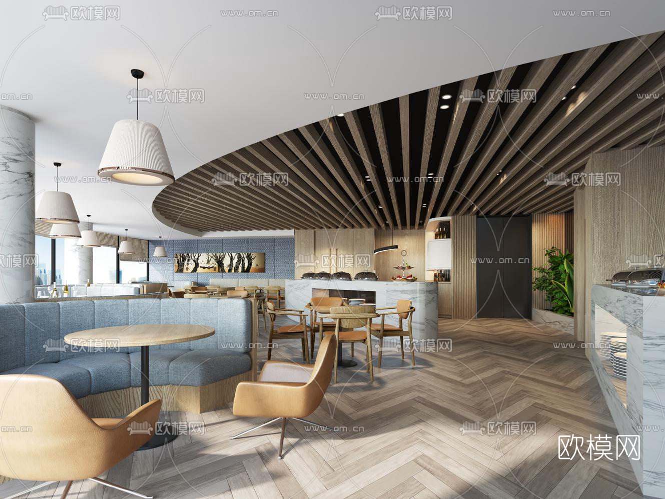 现代自助餐厅3D模型