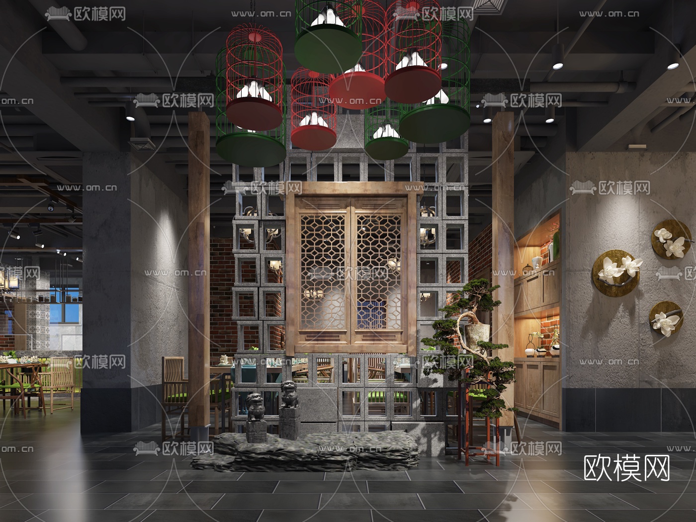 中式中餐厅前台收银3d模型