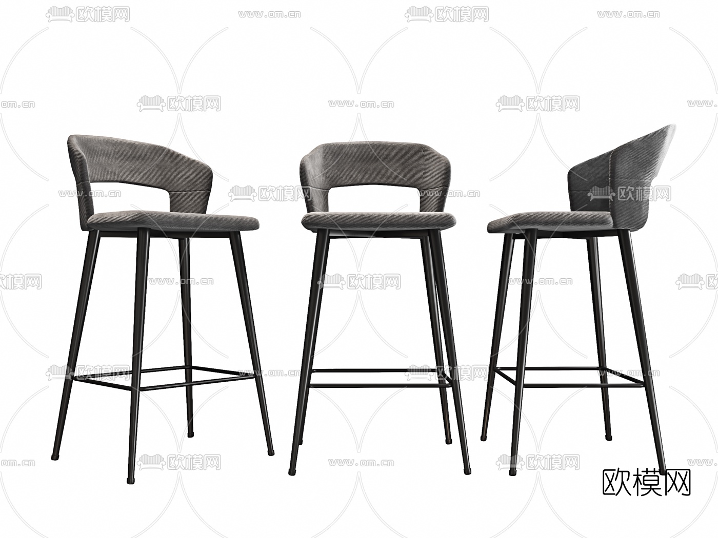现代布艺吧椅3d模型下载