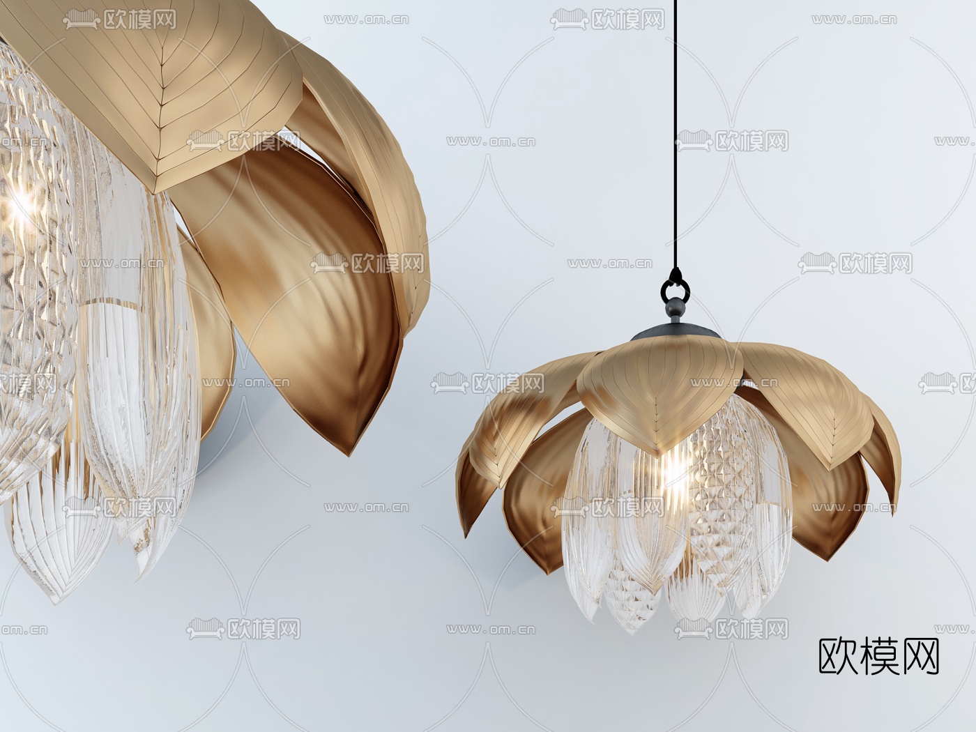 现代金属莲花吊灯3d模型下载_ID10544939_3dmax免费模型-欧模网