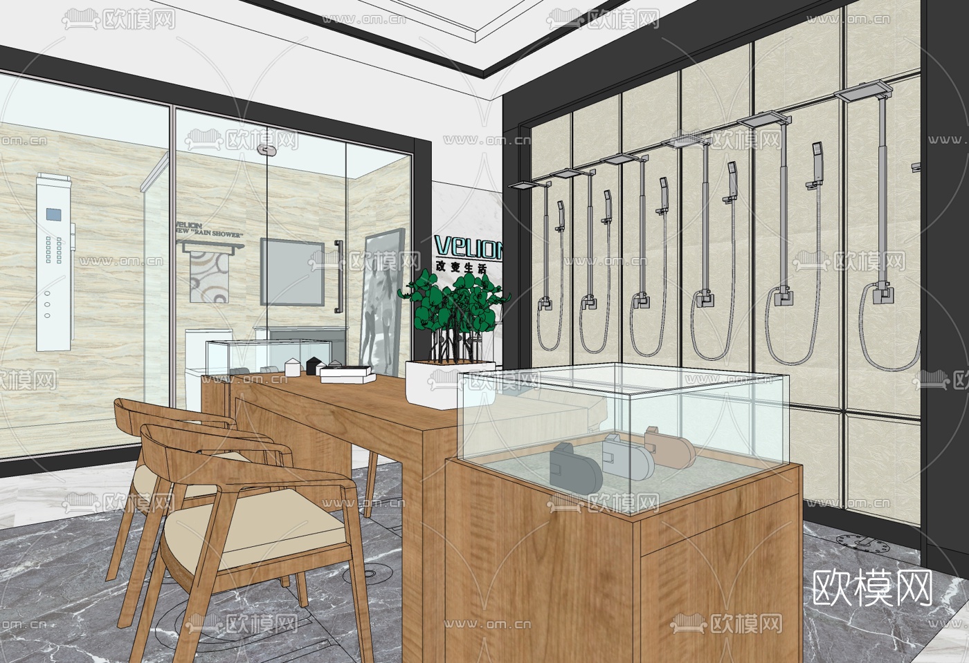 新中式卫浴器材展厅su模型下载（渲染图2）