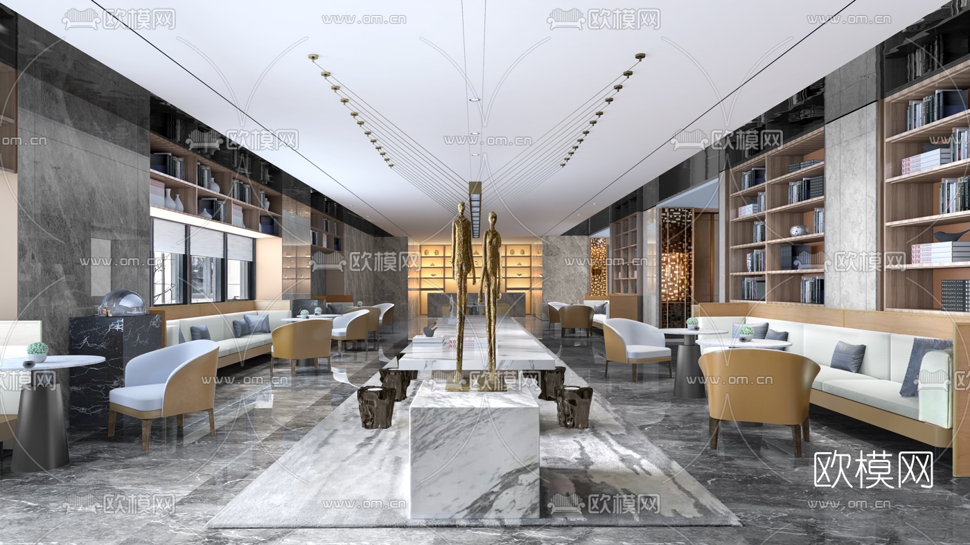 元禾大千现代售楼销售中心3D模型下载（渲染图1）