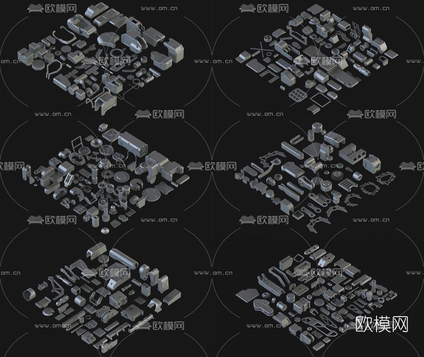 现代机械设备器材组合3d模型下载（渲染图2）