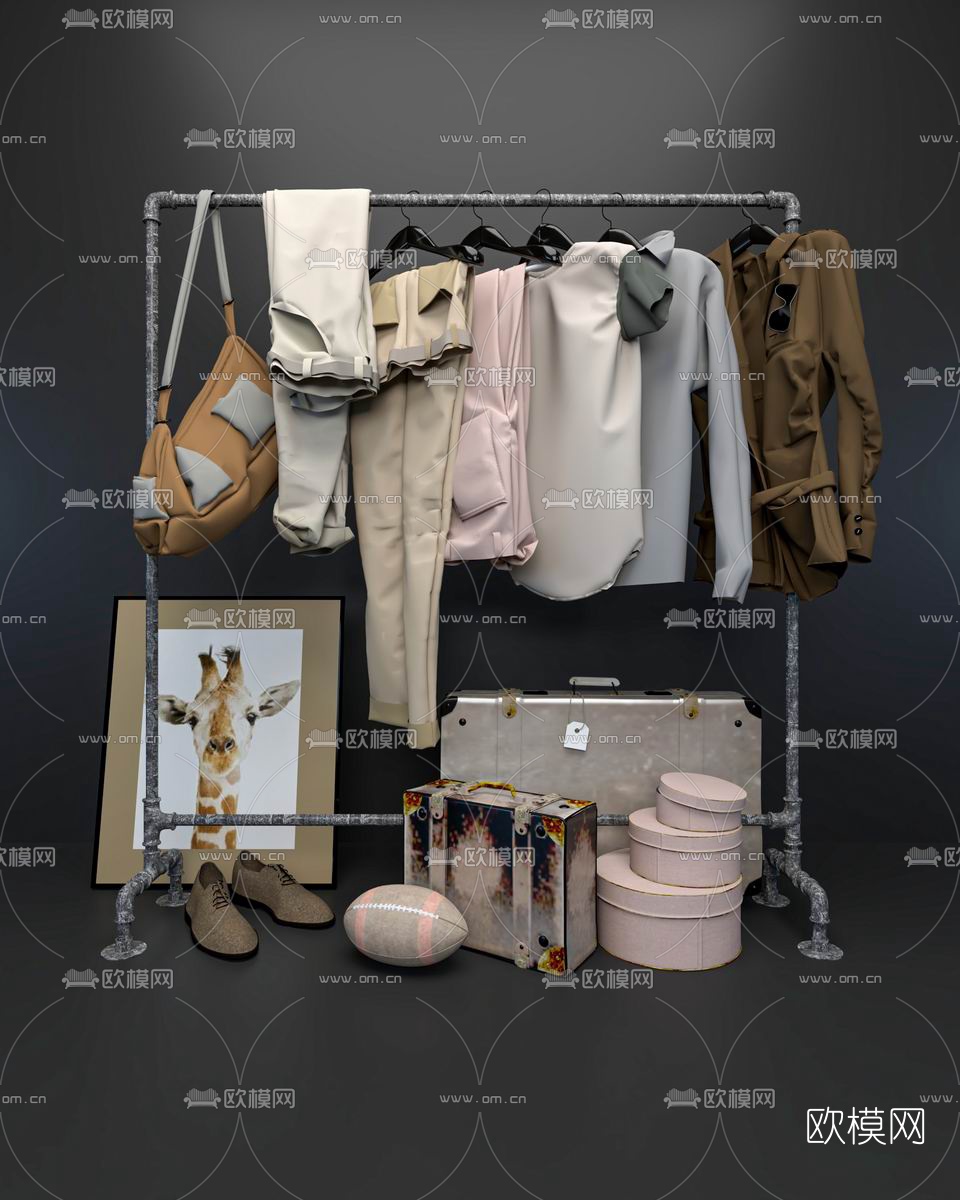 现代服装箱包su模型-免费3dmax模型库-欧模网