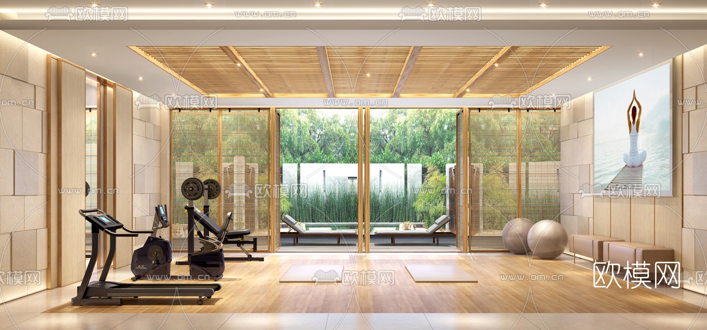 新中式健身房3D模型下载