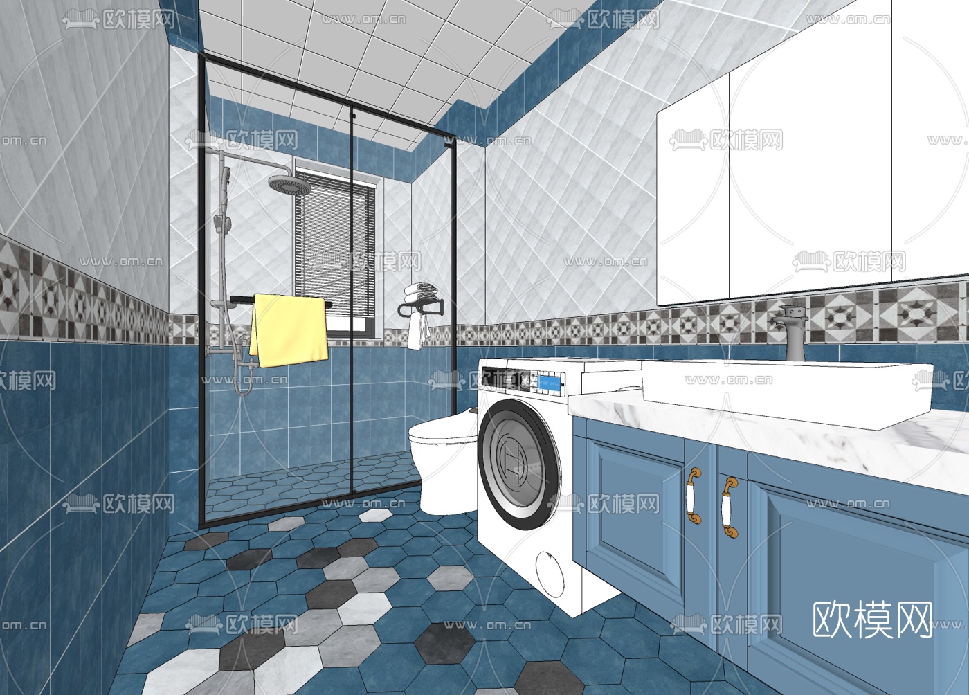 地中海风卫生间浴室su模型下载