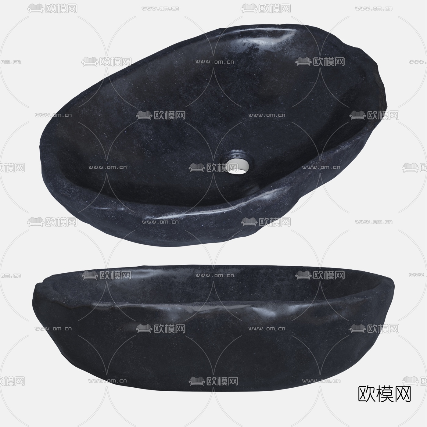 自然风石头洗手盆3d模型下载