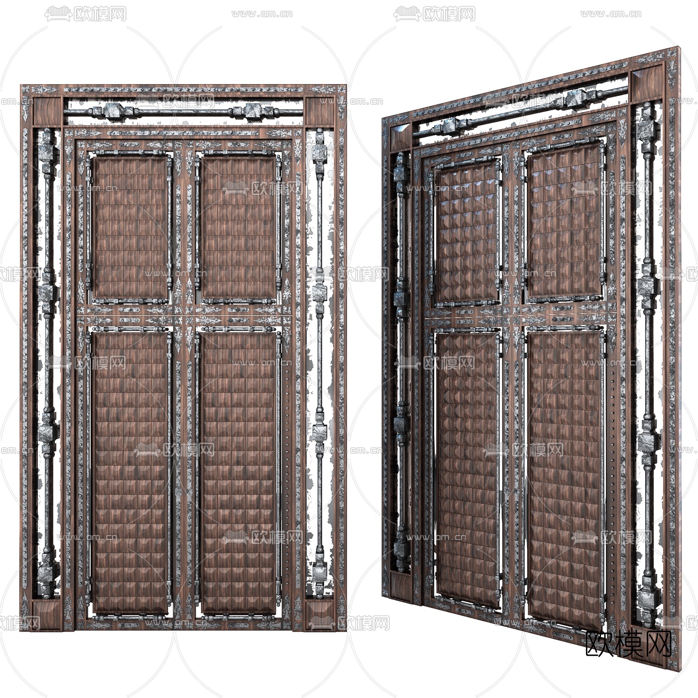 工业风复古铁门3d模型下载（渲染图1）