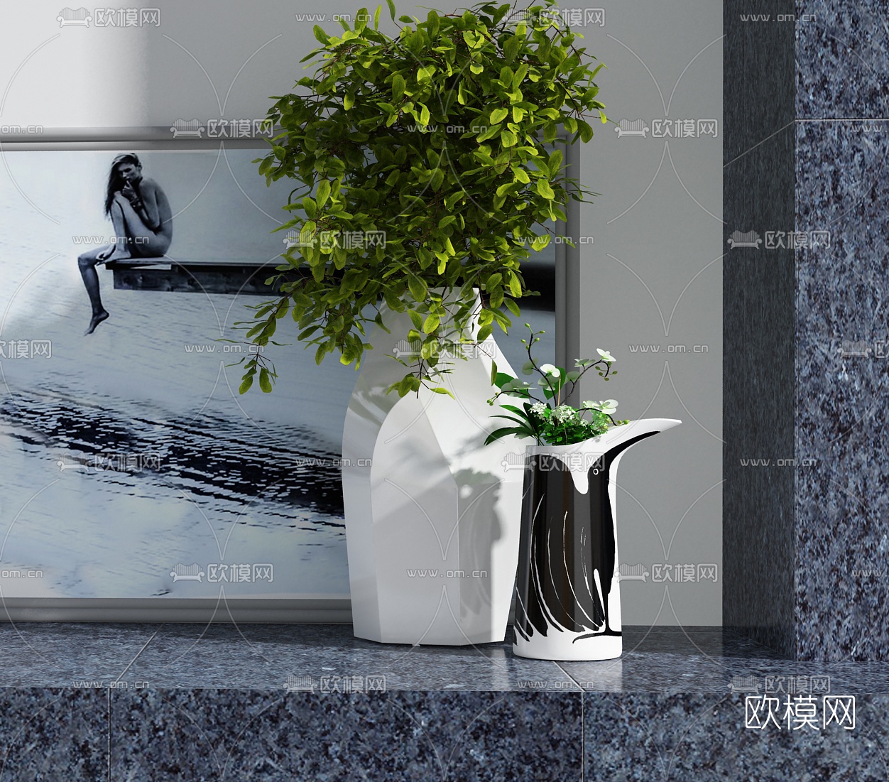 法国LIGNE ROSET品牌 现代白色不规则花瓶3d模型下载