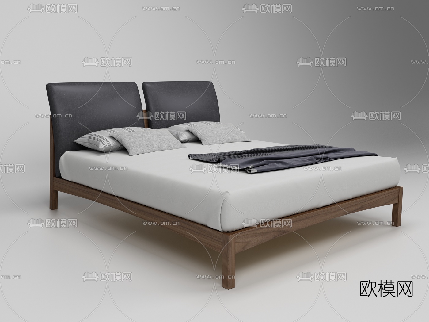 意大利Riva1920品牌 现代原木双人床3d模型