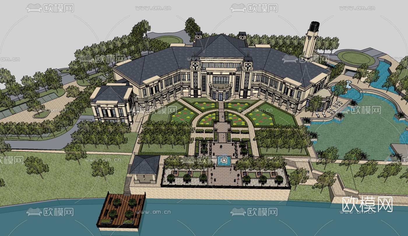 新古典酒店su模型下载（渲染图2）