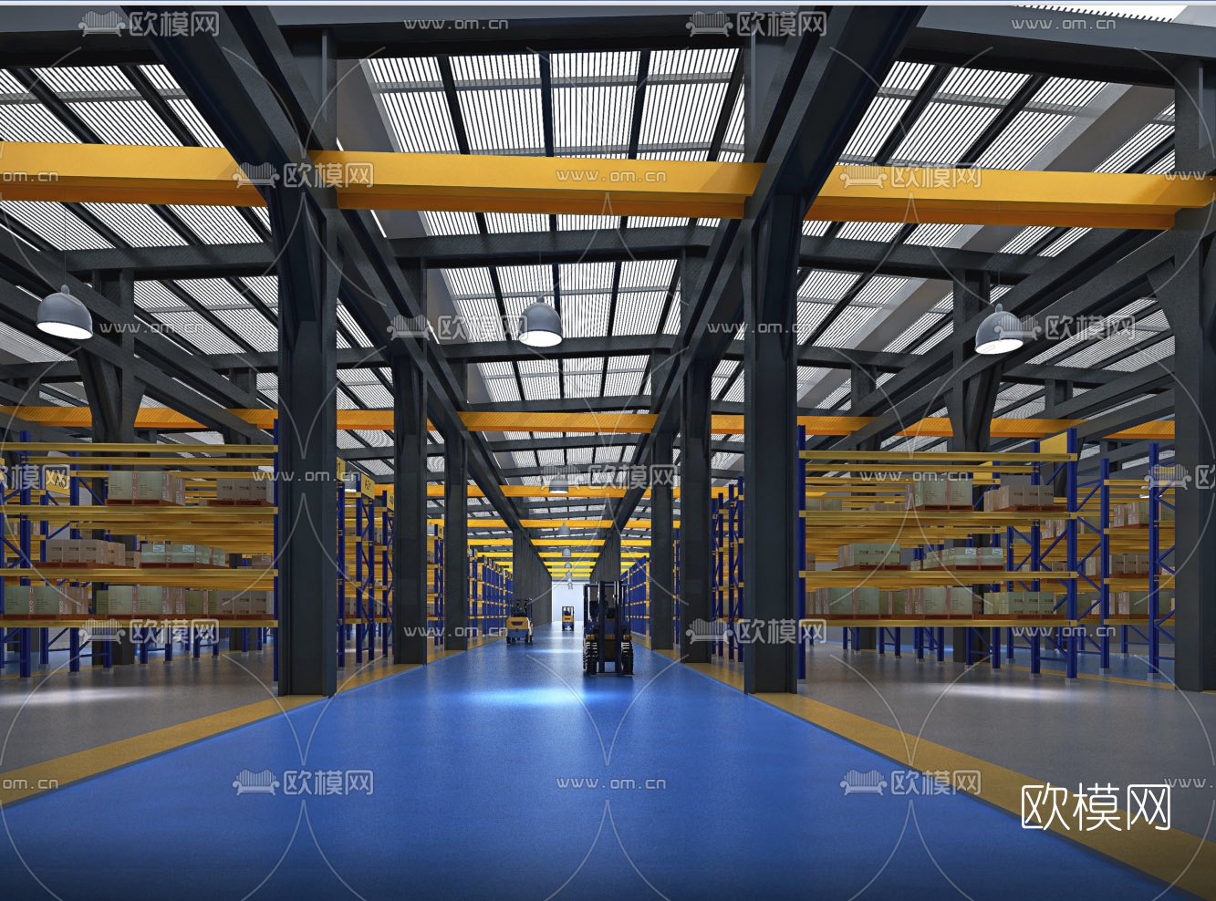 工业风快递仓库3d模型