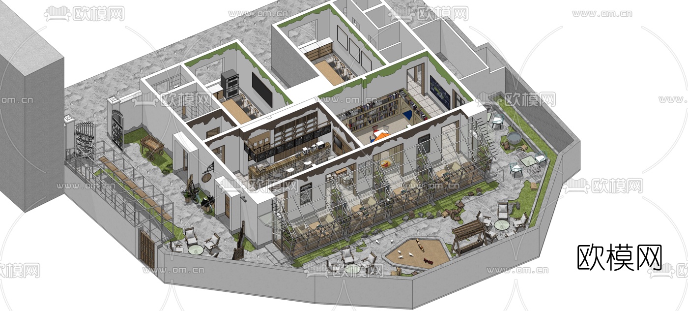 北欧民宿景观设计su模型下载（渲染图1）
