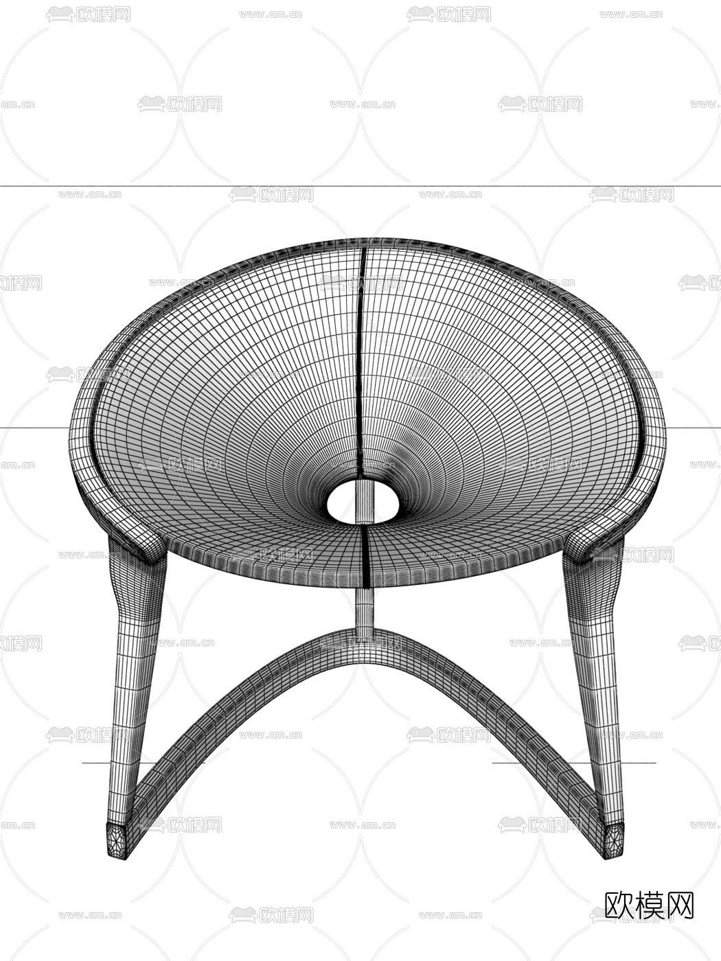 意大利Riva1920品牌 现代原木皮革圆形休闲椅3d模型