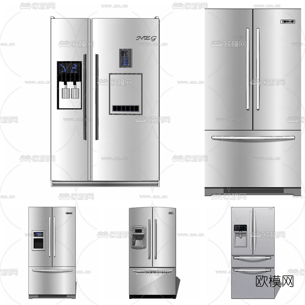 现代电冰箱组合su模型下载