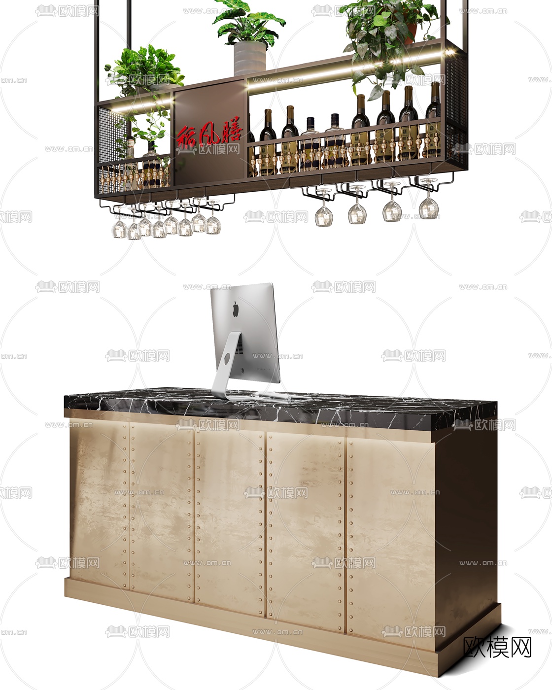 现代前台接待台3d模型下载