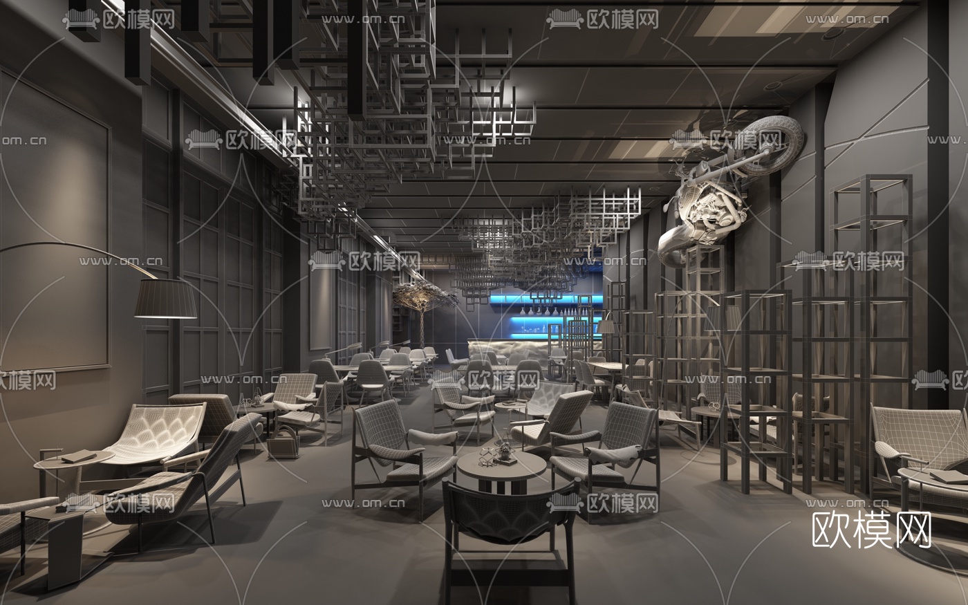 工业风主题餐厅3D模型
