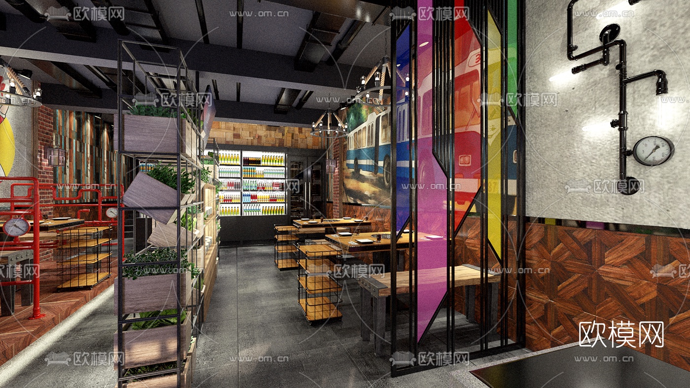 工业风串串火锅店su模型下载（渲染图6）