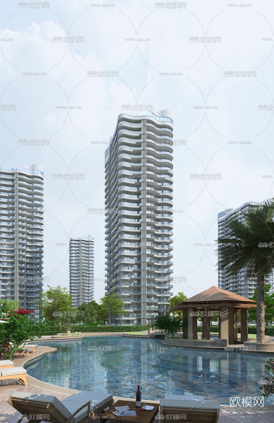 现代住宅小区外观3d模型