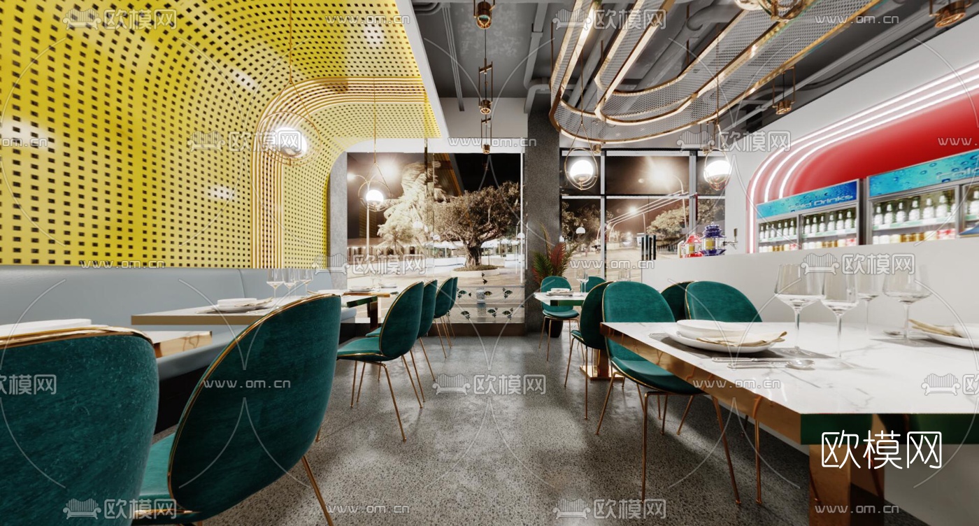 工业风西餐厅vr全景3d模型