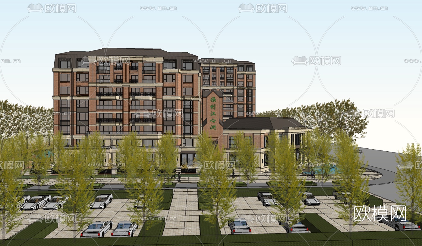欧式商住综合楼su模型