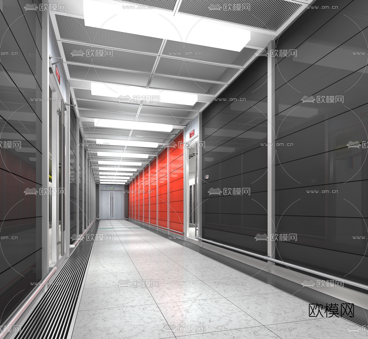 现代数据中心机房参观走廊3D模型下载_ID10040878_3dmax免费模型-欧模网