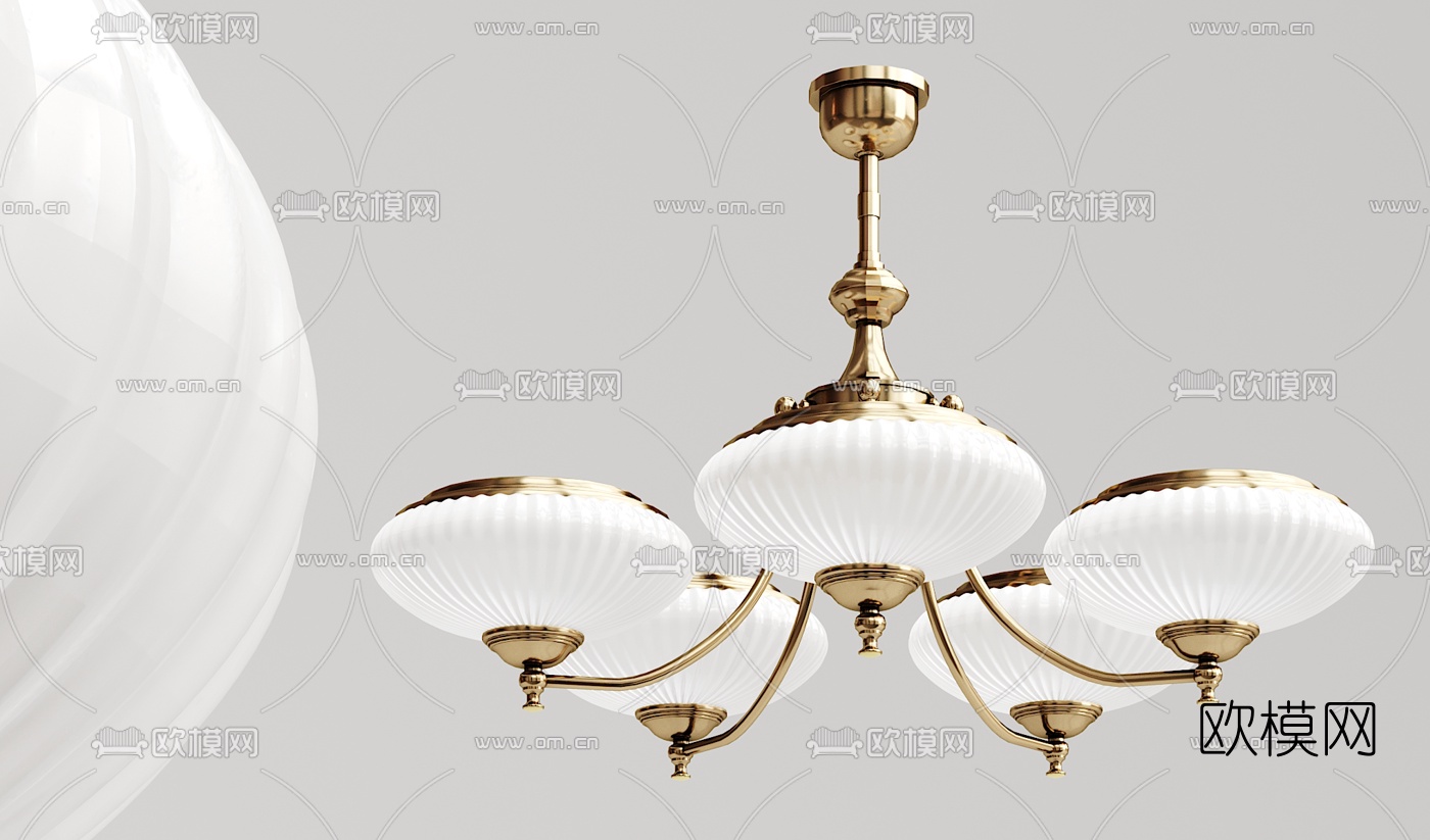 欧式金属多头吊灯3d模型下载
